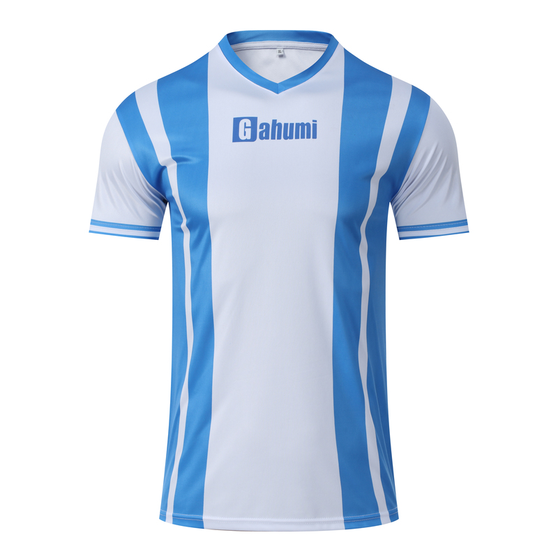 足球T恤V领150G可反穿吸湿排汗蓝白-06