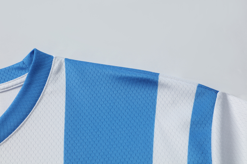 圆领足球T恤-150克足球格子-蓝白色-04