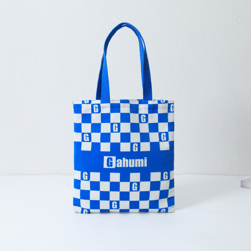 蓝白方格无底帆布包-05