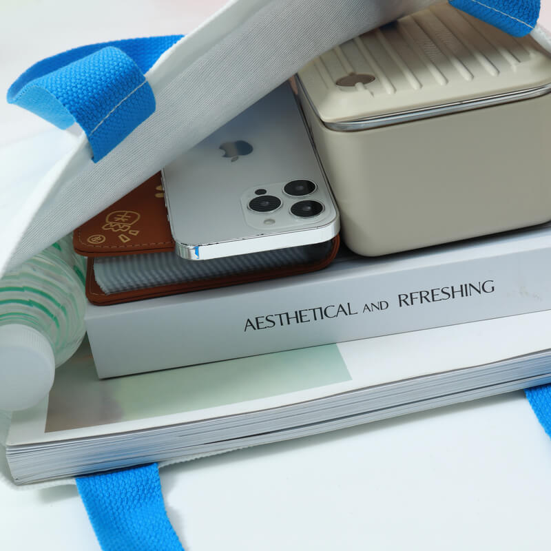 蓝白方格无底帆布包-12