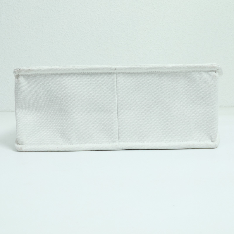 带底部和侧边织带及2个口袋的白色帆布包-02