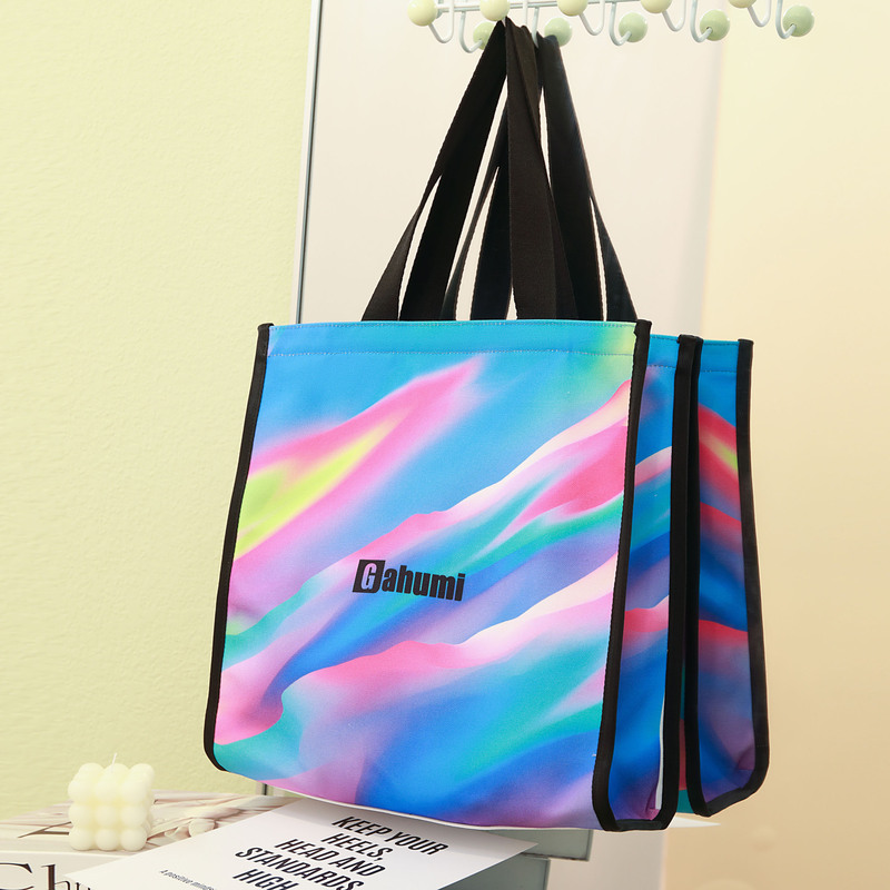 粉紫渐变色带底侧帆布包-05