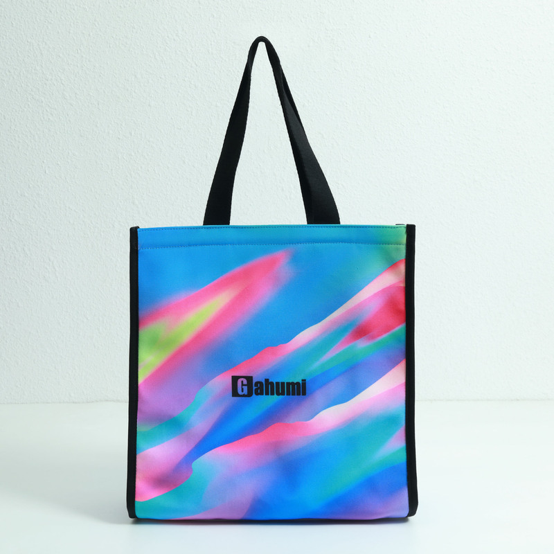 粉紫渐变色带底侧帆布包-03