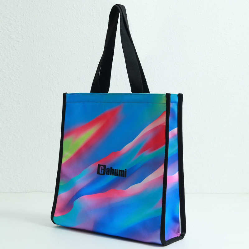 粉紫渐变色带底侧帆布包-04