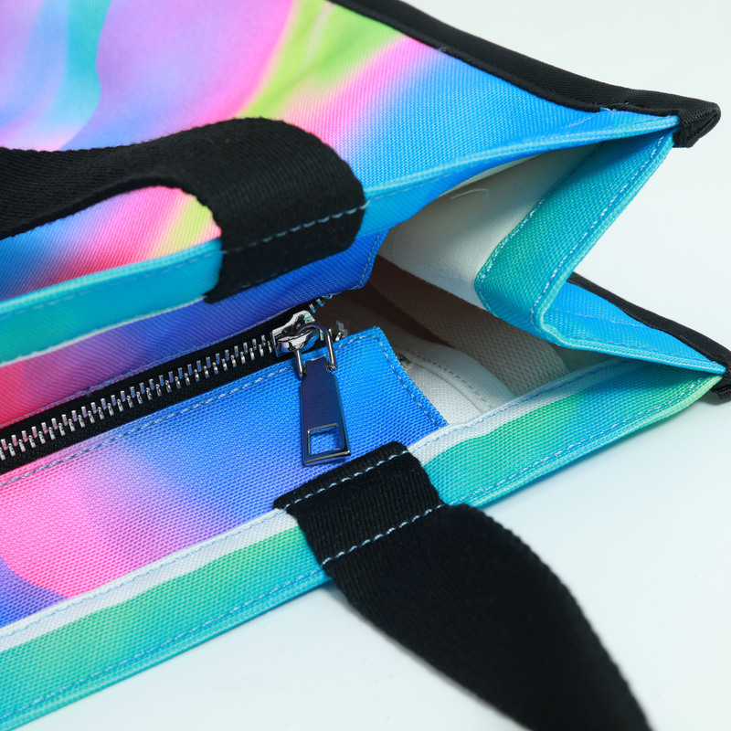 粉紫渐变色带底侧帆布包-07