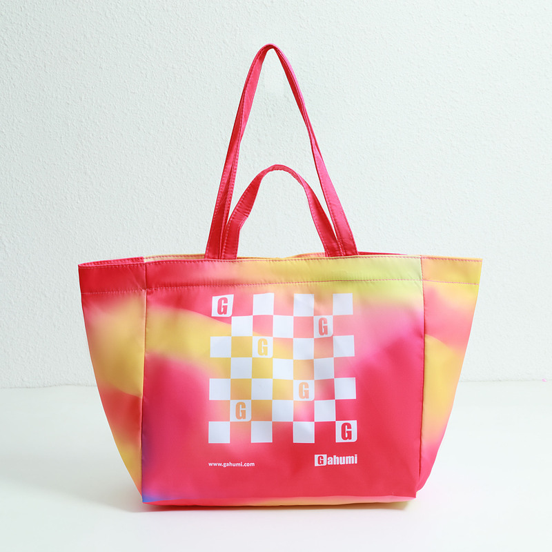 双提手渐变色帆布包 - 粉色与蓝色-02