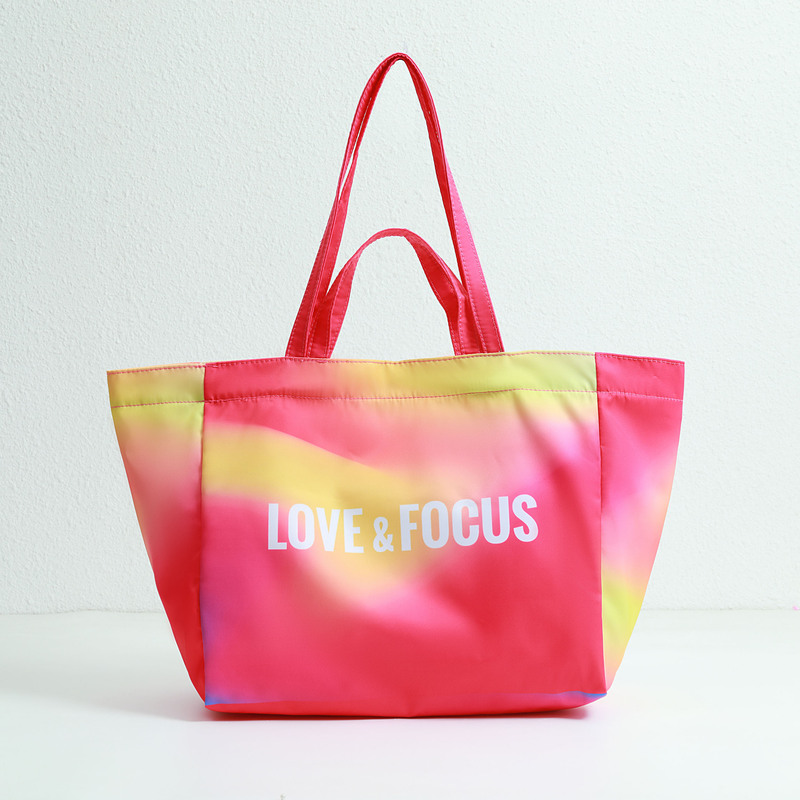 双提手渐变色帆布包 - 粉色与蓝色-03