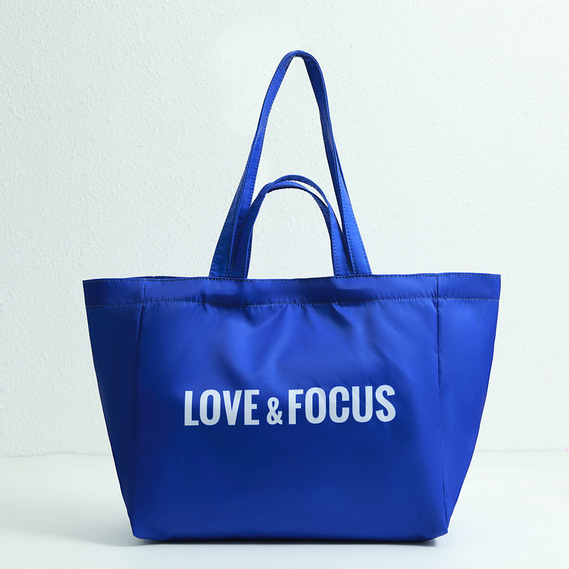 双提手渐变色帆布包 - 粉色与蓝色-04