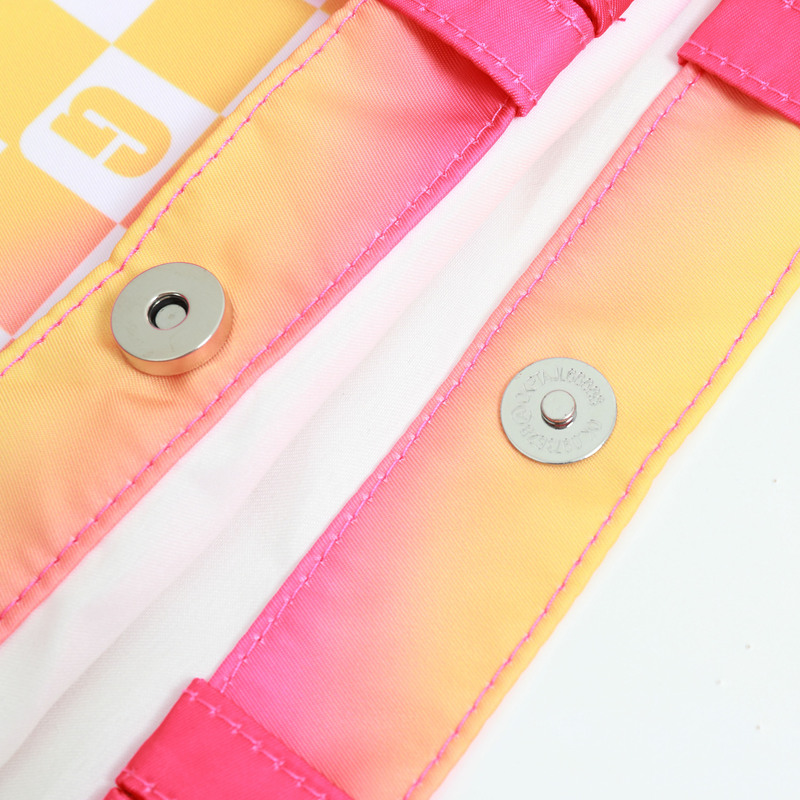 双提手渐变色帆布包 - 粉色与蓝色-07