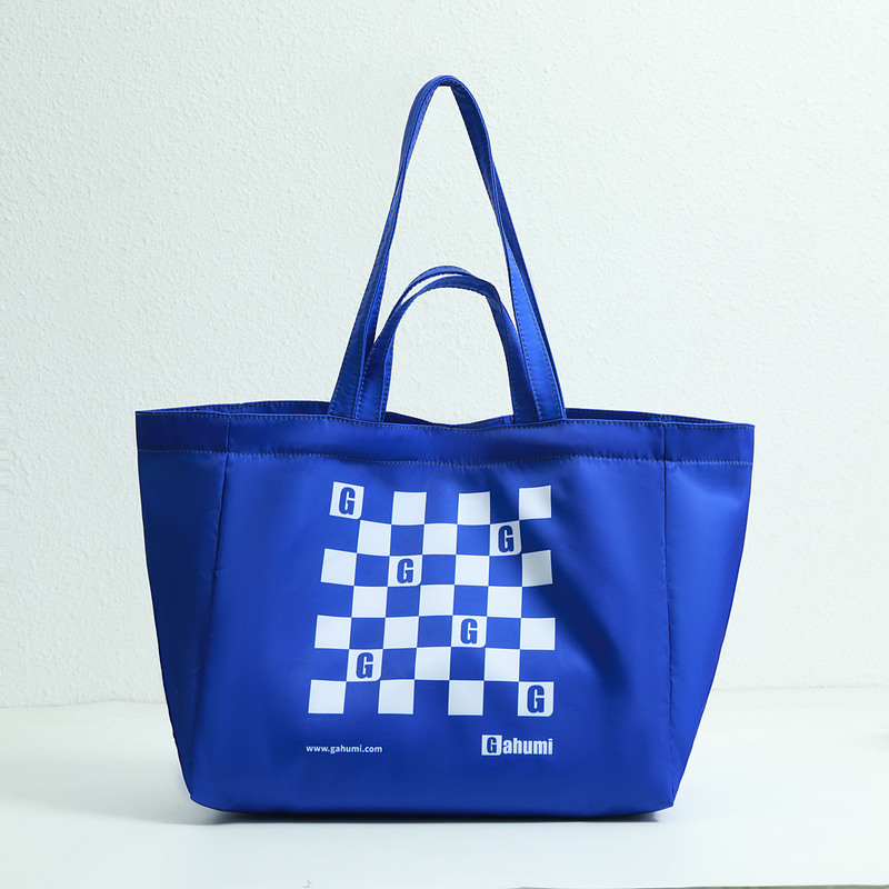 双提手渐变色帆布包 - 粉色与蓝色-05