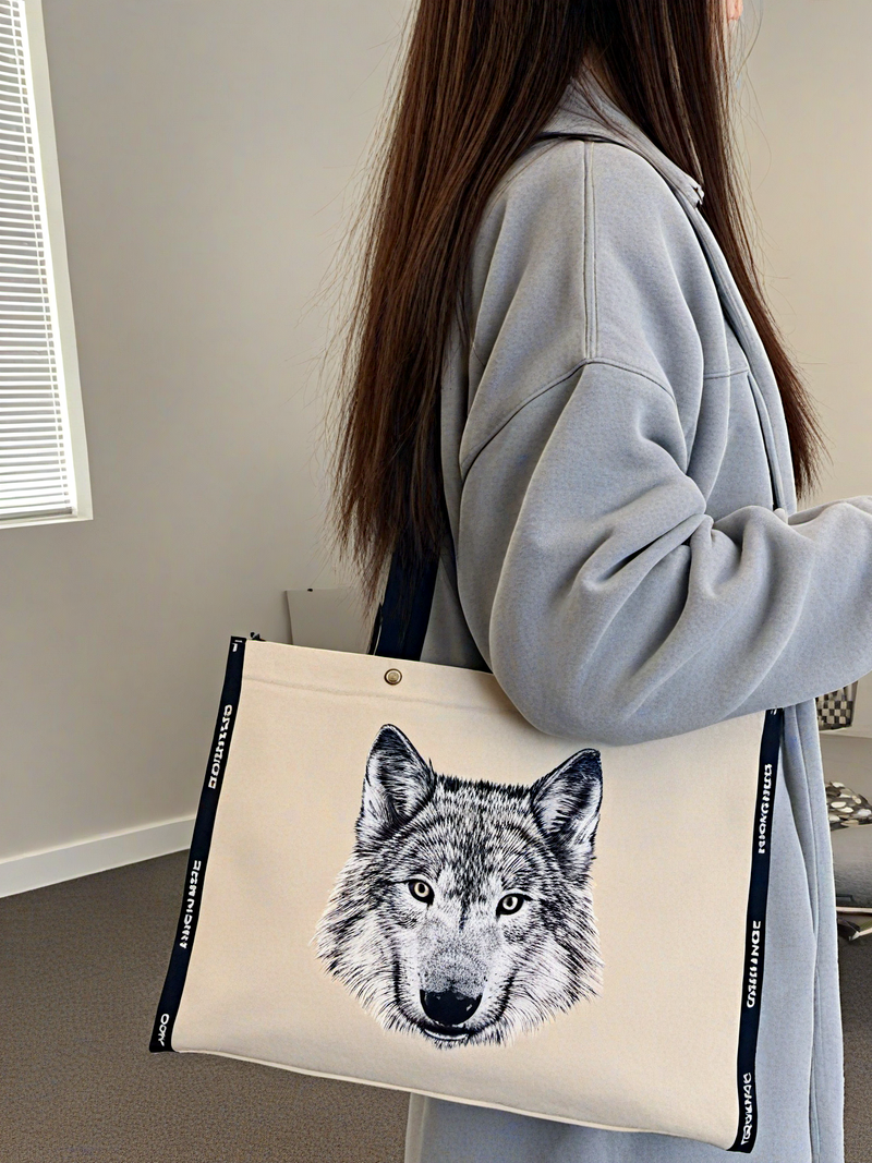 狼头横款帆布包-主图